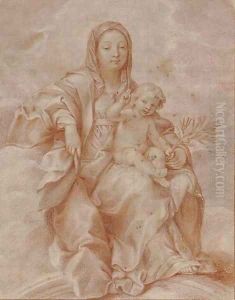 The Madonna and Child holding an olive branch by French School