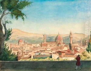Vue generale de Florence prise des jardins Boboli by French School