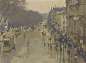 A busy Parisian boulevard by French School