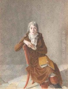 A seated man with an open book on his knees