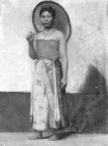Femme d'Indo-Chine avec l'ombrelle