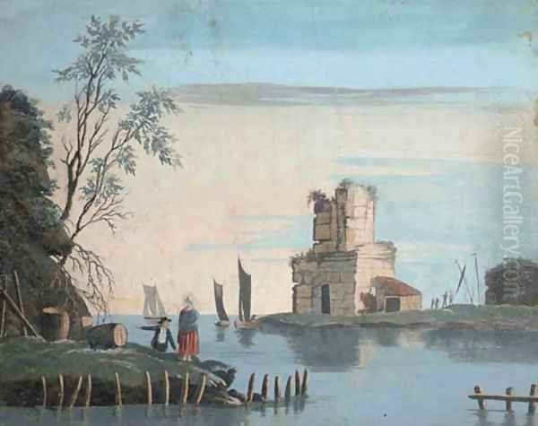 Figures in a lakeside landscape - view 1