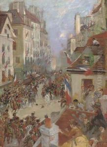 Napoleon's victory parade by French School