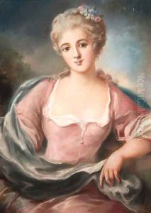 Portrait of a young lady in a pink dress with flowers in her hair