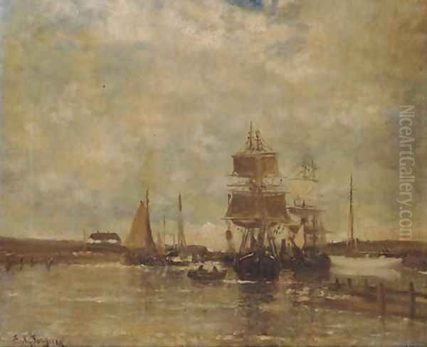 Sailingships in a harbour, Britanny - view 1