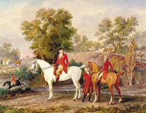 The Duke of Orleans and his son, The Duke of Chartres, hunting by French School
