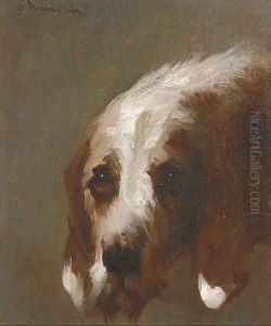 The head of an otterhound by French School