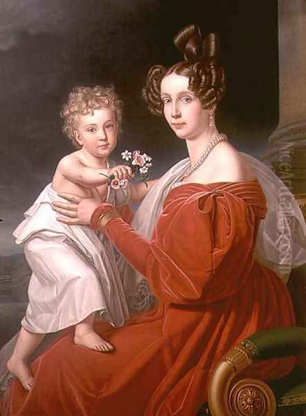 Archduchess Sophia of Austria 1805-72 with her two year old son Franz Joseph 1830-1916 later Emperor Francis Joseph I of Austria - view 1
