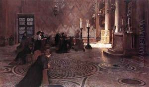 Prayer in the St. Marks Basilica in Venice 1890s by Dome Skuteczky