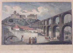 Part of the Aqueduct, with the street called Mata Cavalos, Rio de Janeiro, 1820 by James Storer