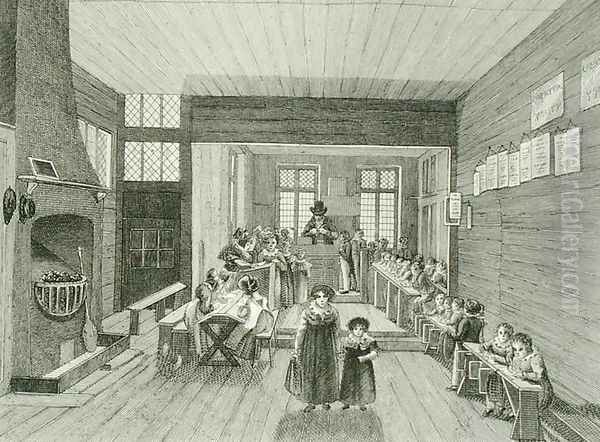 Interior View of the School connected with John Bunyan's Meeting House in Zoar Street, Southwark, engraved by Dale, 1822 - view 1