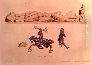 Tomb effigy of the knight Aymer De Valence, Earl of Pembroke d.1324, pub. 1811