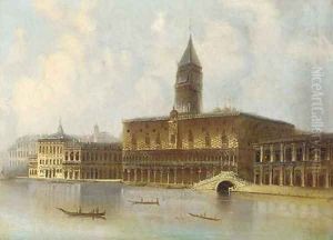 Gondolas before the Doge's Palace, Venice by Italian School