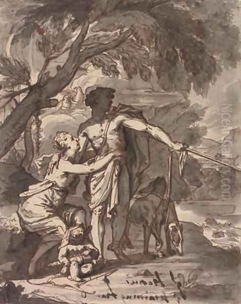 Classical figures with animals - view 1