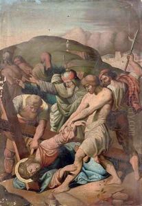 Christ falling under the weight of the Cross by Italian School
