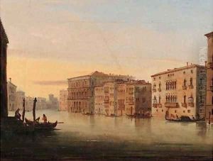Gondolas on the Grand Canal, Venice by Italian School