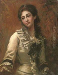 Portrait of Miss Vercesi, half-length, in a white dress with black bow