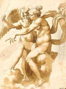 Venus showing the people to Cupid, after Raphael by Italian School