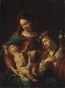 The Madonna and Child with an adoring angel by Italian School
