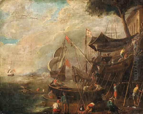 A Mediterranean Landscape with Shipbuilders - view 1