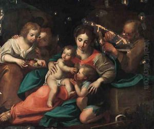 The Holy Family with Saint John the Baptist and two Attendants carrying Fruit by Italian School