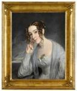 Portrait Of Young Lady In Blue Dress And Shawl by Thomas Sully