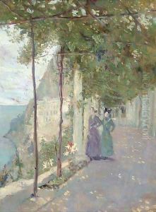 A stroll with a friend, Sorrento by Italian School