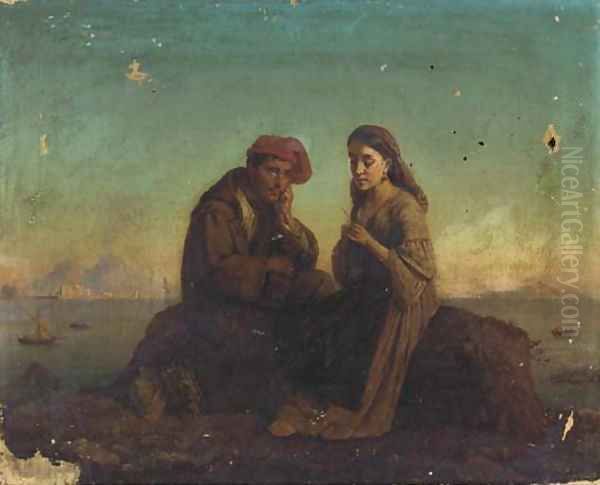 A young couple overlooking a harbour - view 1