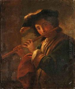 A young Man playing a Flute