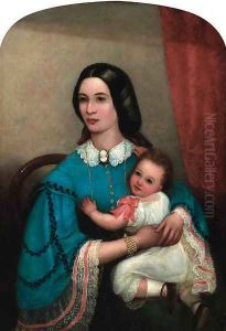 Portrait Of A Mother And Child by Italian School