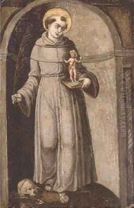 Saint Francis standing in a trompe l'oeil niche