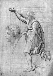 Saint John the Baptist, with a subsidiary study of his head by Italian School