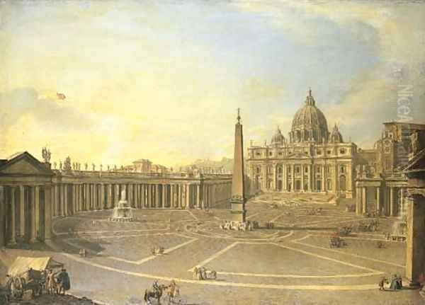 Saint Peter's, Rome, with Bernini's Colonnade and a procession in carriages - view 1