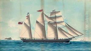 The barquentine Gladstone, calling for a pilot by Italian School