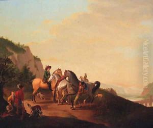 Travellers on a Track in an extensive Landscape by Italian School