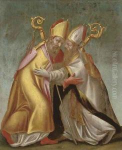 Two bishops greeting each other