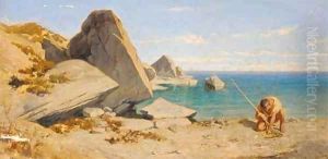 At work on the shore by Italian School