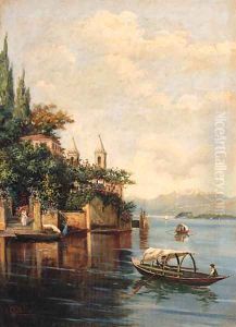 Figures on an Italianate Lake
