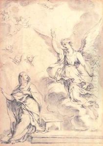 Study of an angel and putti by Italian School