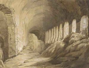 Two views of the Baths of Caracalla, Rome by Italian School