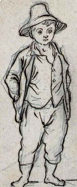 A young boy wearing a broad-brimmed hat - view 1