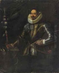 Portrait Of A Gentleman, 
Three-quarter-length, In Armour, A Batonin His Right Hand, Beside A 
Table With A Plumed Helmet