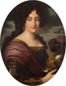 Ritratto Di Dama (maria Mancini?) In Armi Con Elmo In Mano by Justus Sustermans