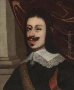 Portrait Of A Gentleman, Head And Shoulders, Wearing A Black Doublet And A Gold Sash