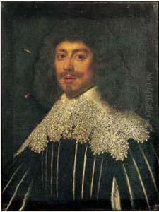Portrait De Gentilhomme A La Collerette De Dentelle by Justus Sustermans