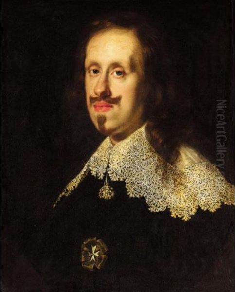 A Portrait Of Giancarlo Di 
Cosimo Ii, Dei Medici, Head And Shoulders, Wearing A Black Coat, A White
 Ruff And The White Cross Of The Order Of Malta - view 1