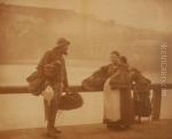 Whitby Fisher-folk On The Harbour Wall - view 1
