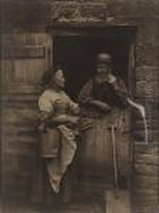 'darby And Joan (a Conversation Piece)' Couple Talking Over A Stable Door, C.1890 by Frank Meadow Sutcliffe