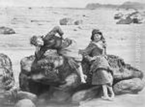 Limpet Gatherers; Seascape By Moonlight by Frank Meadow Sutcliffe