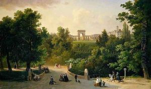 View from the Karlsaue Gardens to the Friedrichsplatz, 1865 by Eduard Stiegel